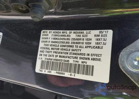 2017 Honda Cr-V Ex z USA, uszkodzony, nr VIN 7FARW1H56HE013445
